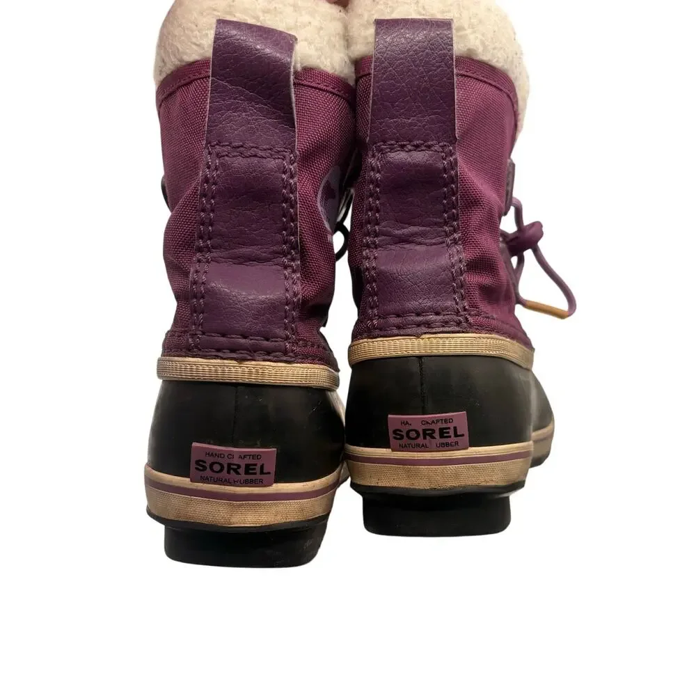 Sorel Winter Boots 11 Purple Black Waterproof Insulated Snow Shoes Winter Cozy